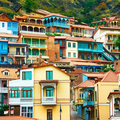 Colourful houses Tbilisi Georgië